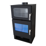 Șemineu pe lemne VERSO F INOX, 7 kW, din oțel inoxidabil, cu geam termorezistent, design modern, negru - imagine 4