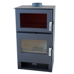 Șemineu pe lemne VERSO F, 7 kW, din oțel, design clasic cu geam termorezistent, negru - imagine 2