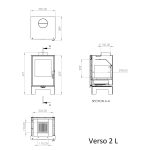 Șemineu pe lemne Verso 2L, 9 kW, din oțel, cu geam mare termorezistent, negru - imagine 2