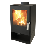 Șemineu pe lemne VERSO 2P, 9 kW, din oțel, cu geam termorezistent, negru