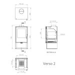 Șemineu pe lemne VERSO 2P, 9 kW, din oțel, cu geam termorezistent, negru - imagine 2
