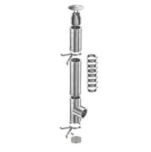 Coș de fum profesional dublu perete - Practic INOX - Înălțime 6m, diametru interior 150 mm, racord 90, suspendat