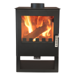Șemineu pe lemne VERSO 3, 10 kW, din oțel, cu geam panoramic termorezistent, negru