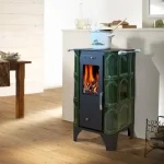 Soba pe lemne Domofire Piccolino, 6 kW, cu plita de gatit, verde, teracota - imagine 4