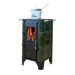 Soba pe lemne Domofire Piccolino, 6 kW, cu plita de gatit, verde, teracota