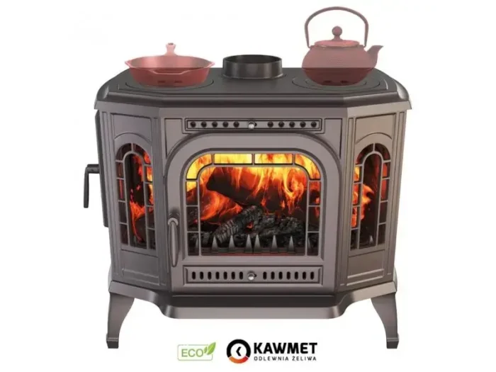 Soba pe lemne KAWMET P7, cu plita pentru gatit, 10.5 kW, LB ECO - Stanga - imagine 1