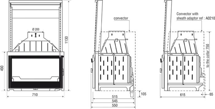Șemineu Seguin VISIO 7 Plus, Fonta, 10 kW - imagine 2