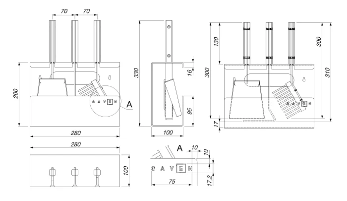 SAVEN Set 1S Negru – set unelte șemineu, 3 piese - imagine 18
