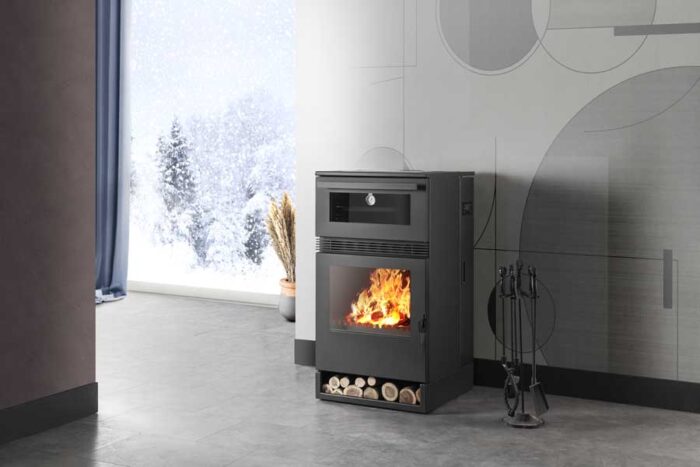 Șemineu pe peleți și lemne TEBA TKS-15, 10 kW / 8 kW - imagine 1